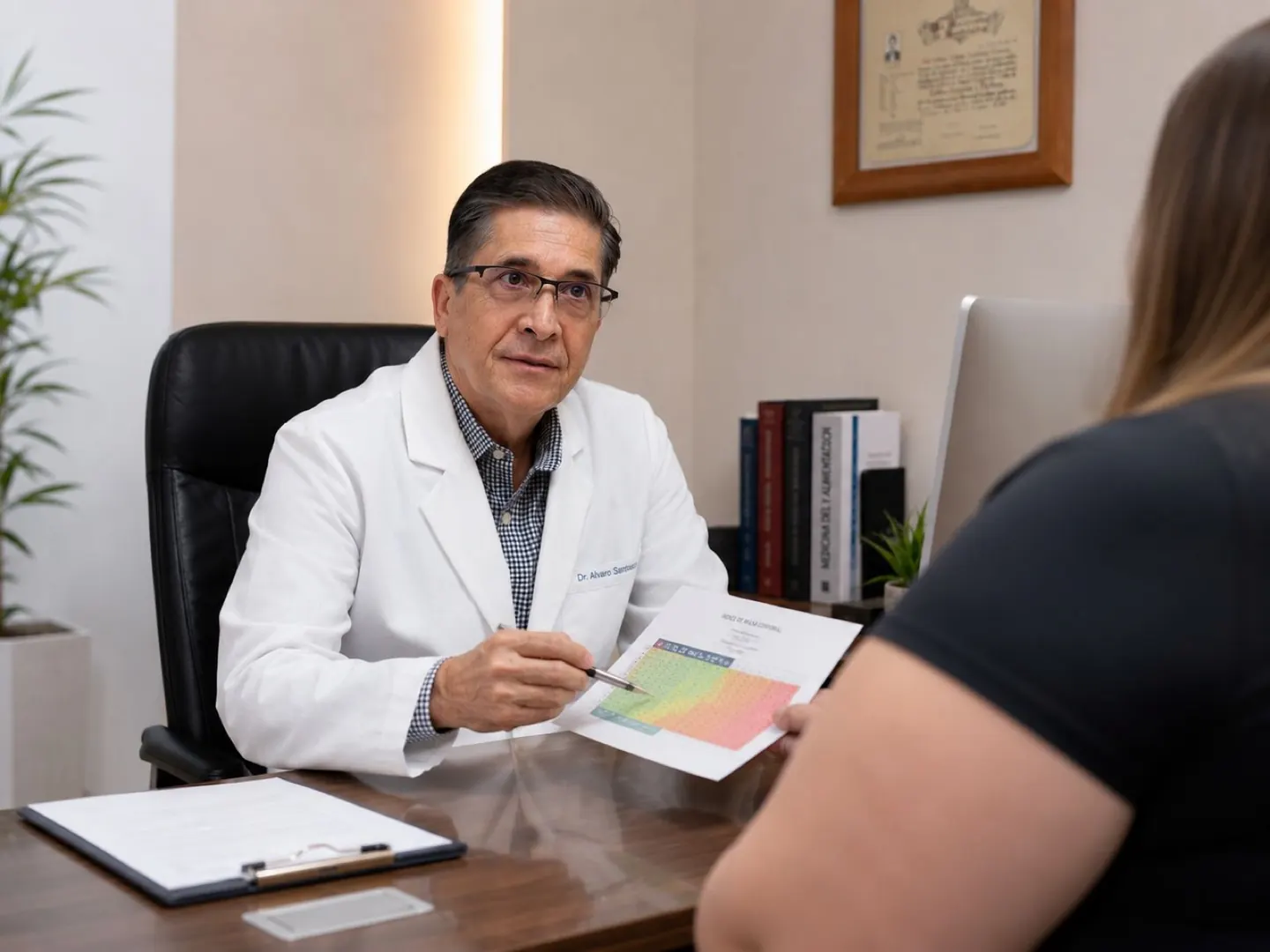 Paciente en consulta de seguimiento con su médico